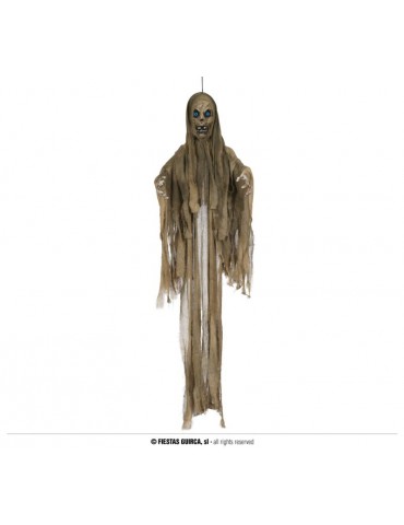 1Dekoracja Wisząca Mumia 185cm 26519BZ światło dźwięk ruch Halloween Andrzejki Zombie Party