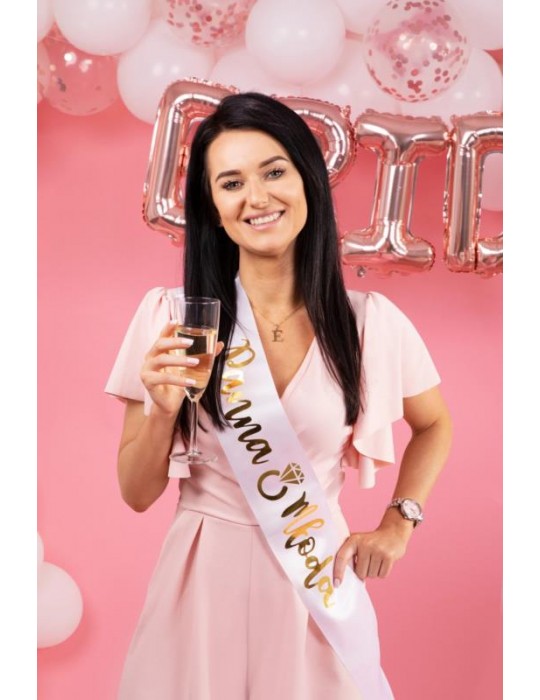 1Szarfa Panna Młoda złoty napis 511511 złota 160cm panna młoda party wieczór panieński