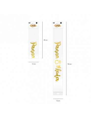 1Szarfa Panna Młoda złoty napis 511511 złota 160cm panna młoda party wieczór panieński