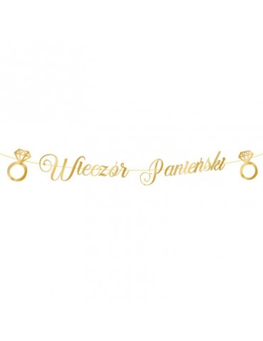 Baner Wieczór Panieński Złoty 512079 150cm złoty napis girlanda dekoracja wisząca