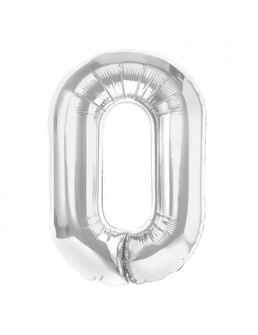 1Balon foliowy Cyfra 0 srebna 450002 100cm liczba urodziny przyjęcia okazje