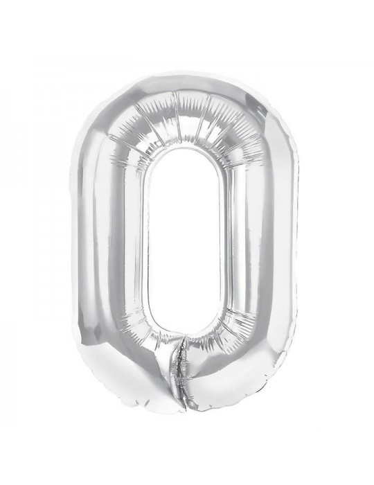 1Balon foliowy Cyfra 0 srebna 450002 100cm liczba urodziny przyjęcia okazje