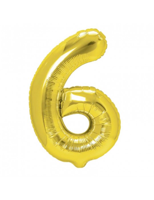 1Balon Foliowy cyfra 6 złota 450018 100 cm jubileusz urodziny przyjęcia rocznice