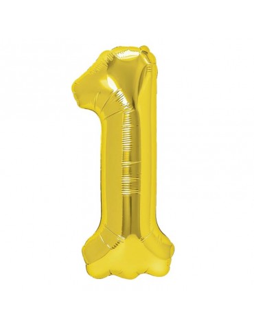 1Balon Foliowy cyfra 1 złota 450013 100 cm jubileusz urodziny przyjęcia rocznice