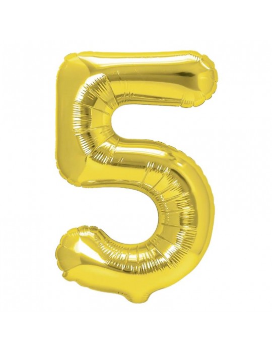 1Balon Foliowy cyfra 5 złota 450017 100 cm jubileusz urodziny przyjęcia rocznice