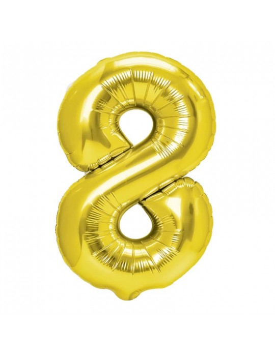 1Balon Foliowy cyfra 8 złota 450020 100 cm jubileusz urodziny przyjęcia rocznice