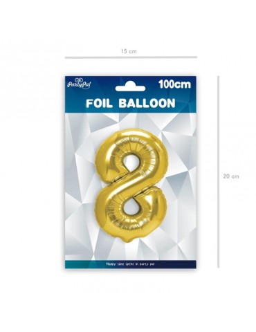 1Balon Foliowy cyfra 8 złota 450020 100 cm jubileusz urodziny przyjęcia rocznice