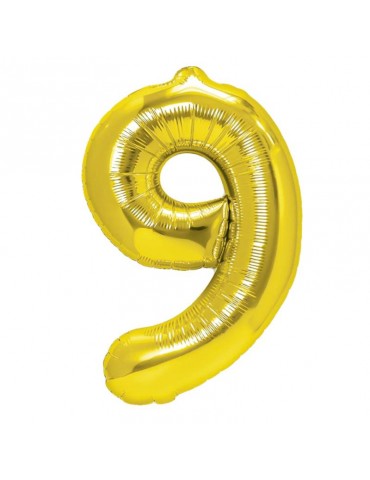 1Balon Foliowy cyfra 9 złota 450021 100 cm jubileusz urodziny przyjęcia rocznice