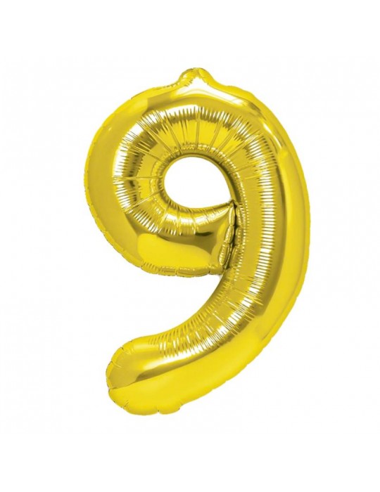1Balon Foliowy cyfra 9 złota 450021 100 cm jubileusz urodziny przyjęcia rocznice