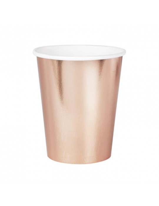 1Kubeczki Różowe Złoto 6szt 510874 papierowy 220ml wieczór panieński urodziny eventy przyjęcia party rose gold