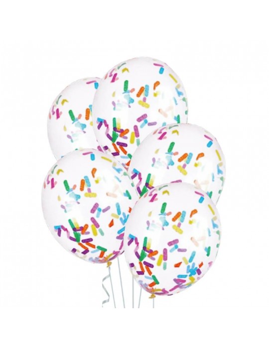 1Balony z konfetti kolorowym 5szt 400884 12 cali urodziny przyjęcia party imprezy