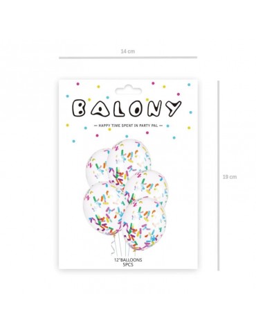 1Balony z konfetti kolorowym 5szt 400884 12 cali urodziny przyjęcia party imprezy