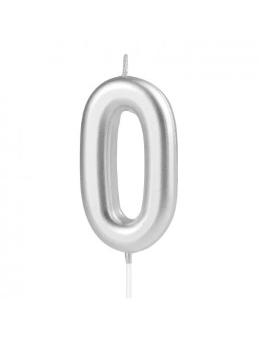 Świeczka urodzinowa cyfra 0srebna420190 7 cm urodziny przyjęcia