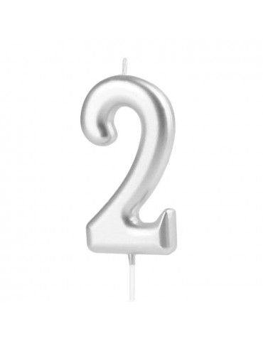 Świeczka urodzinowa cyfra 2 420192 srebna 7 cm urodziny przyjęcia