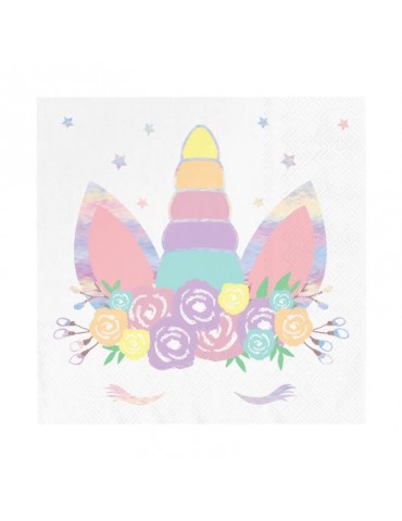 1Serwetki jednorożec papierowe 512330 10 sztuk 16x16 unicorn pastelowe urodziny