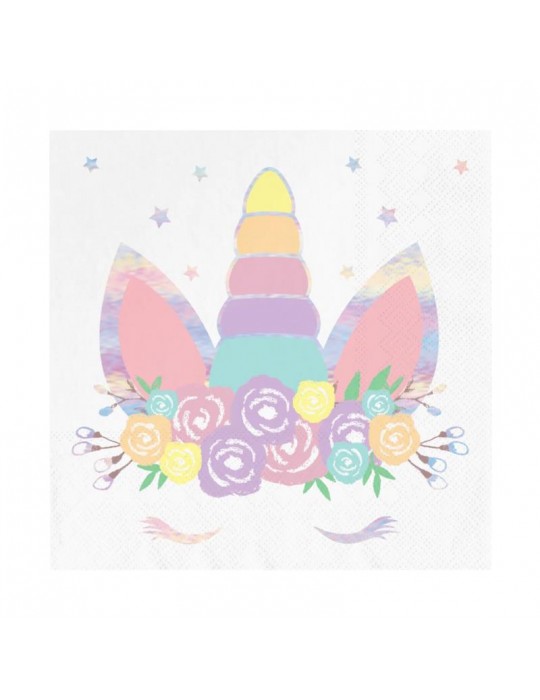 1Serwetki jednorożec papierowe 512330 10 sztuk 16x16 unicorn pastelowe urodziny
