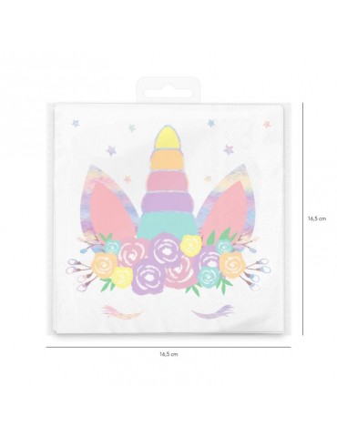 1Serwetki jednorożec papierowe 512330 10 sztuk 16x16 unicorn pastelowe urodziny