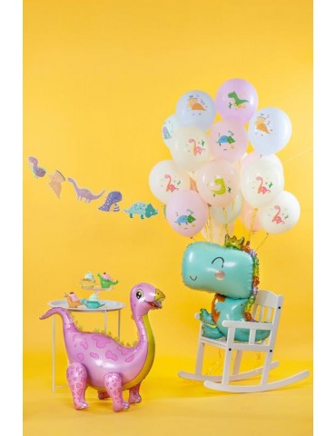 1Balon Dinozaur z koroną foliowy 460425 Zielony 3D 74x90 cm na hel urodziny party przyjęcia