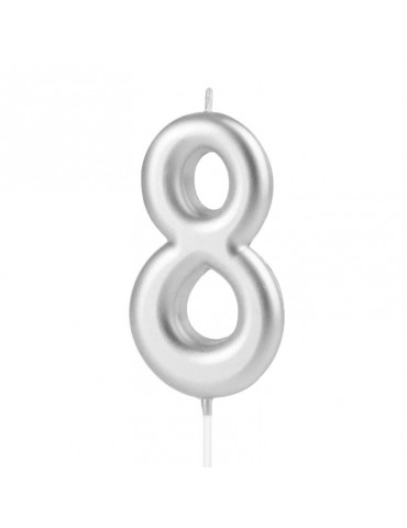 1Świeczka urodzinowa cyfra 8srebna420198 7 cm urodziny przyjęcia