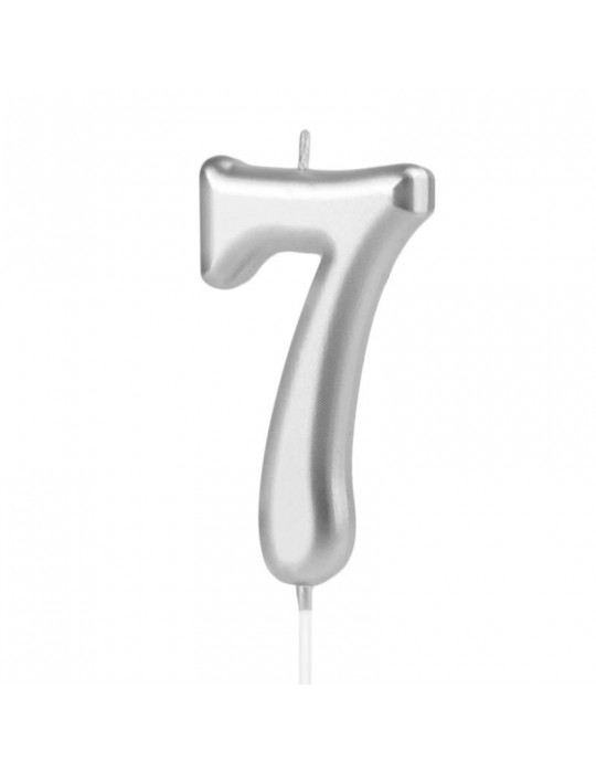 1Świeczka urodzinowa cyfra 7srebna420197 7 cm urodziny przyjęcia