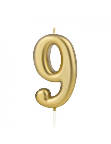 1Świeczka urodzinowa cyfra 9złota 420189 7 cm urodziny przyjęcia
