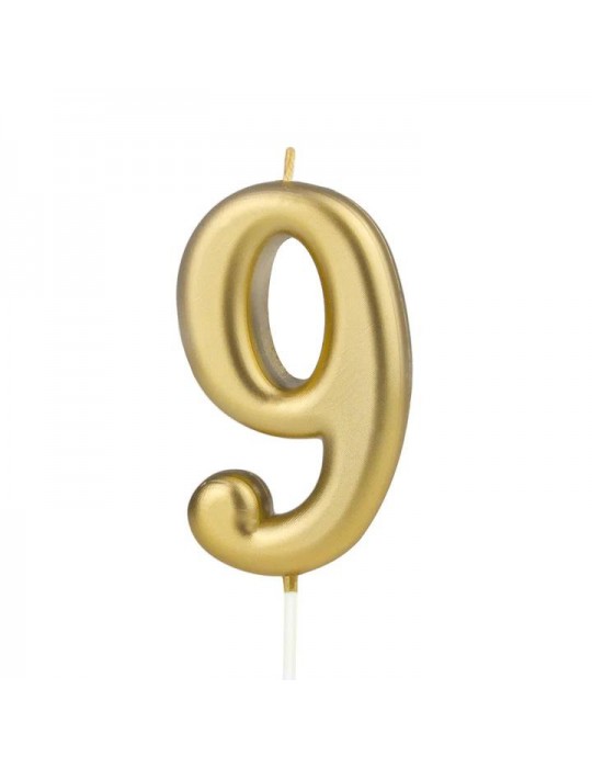 1Świeczka urodzinowa cyfra 9złota 420189 7 cm urodziny przyjęcia