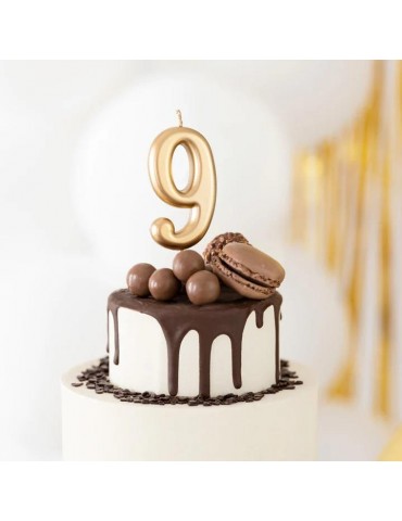 1Świeczka urodzinowa cyfra 9złota 420189 7 cm urodziny przyjęcia
