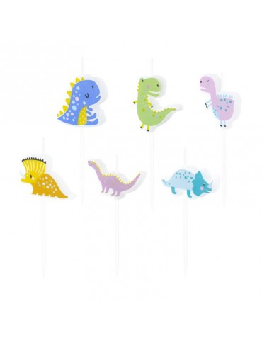 1Świeczki urodzinowe dinozaury 420311 6 sztuk party urodziny
