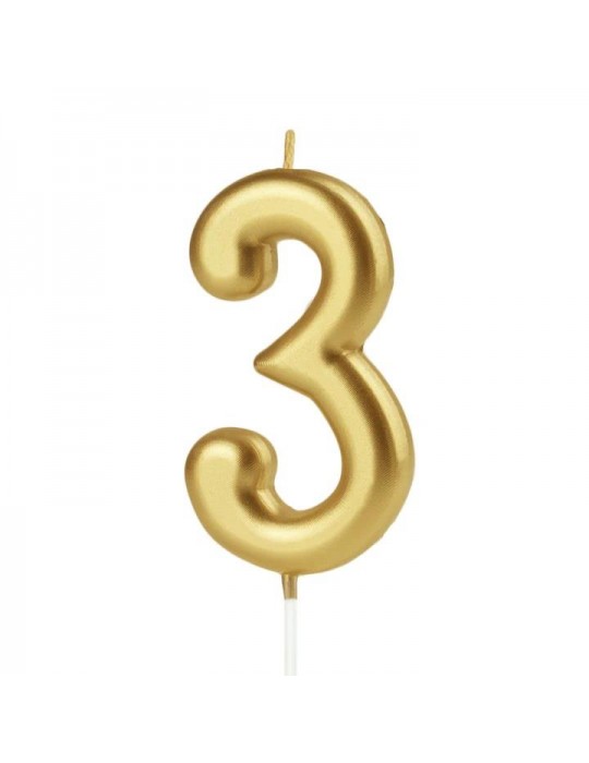 1Świeczka urodzinowa cyfra 3złota 420183 7 cm urodziny przyjęcia