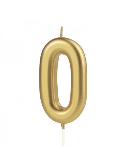 1Świeczka urodzinowa cyfra 0złota 420180 7 cm urodziny przyjęcia