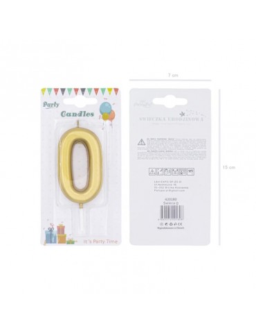 1Świeczka urodzinowa cyfra 0złota 420180 7 cm urodziny przyjęcia