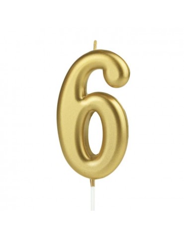 1Świeczka urodzinowa cyfra 6złota 420186 7 cm urodziny przyjęcia