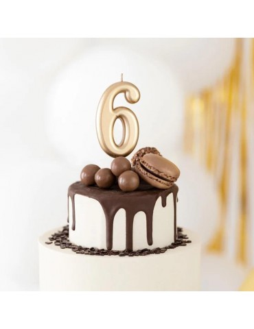 1Świeczka urodzinowa cyfra 6złota 420186 7 cm urodziny przyjęcia