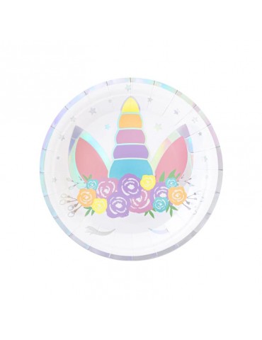 1Talerzyki papierowe jednorożec 512325 6 sztuk 18cm unicorn urodziny przyjęcia