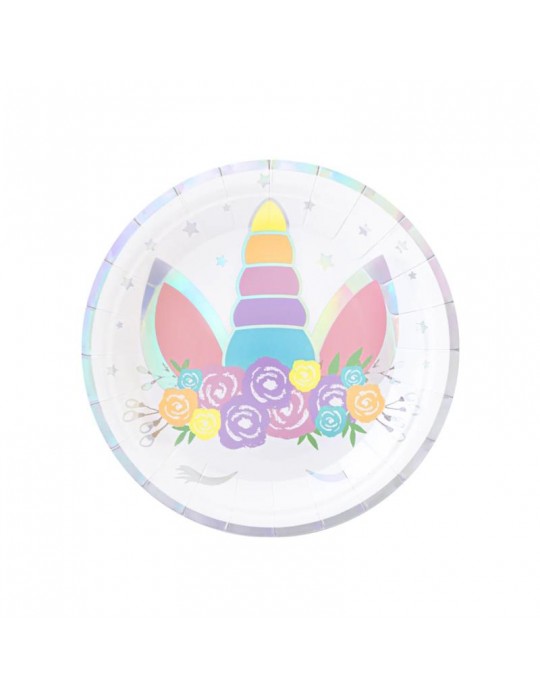 1Talerzyki papierowe jednorożec 512325 6 sztuk 18cm unicorn urodziny przyjęcia