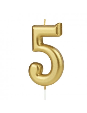 1Świeczka urodzinowa cyfra 5złota 420185 7 cm urodziny przyjęcia