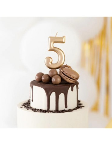 1Świeczka urodzinowa cyfra 5złota 420185 7 cm urodziny przyjęcia