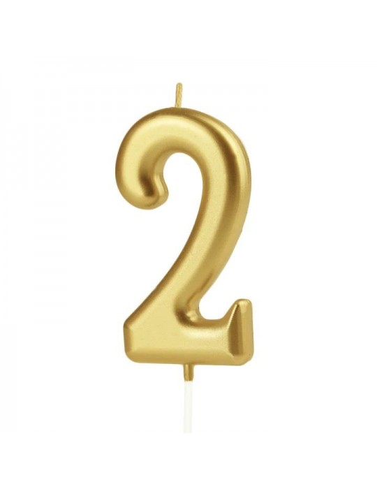 1Świeczka urodzinowa cyfra 2złota 420182 7 cm urodziny przyjęcia