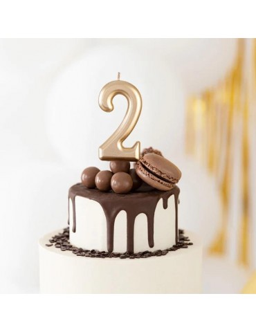 1Świeczka urodzinowa cyfra 2złota 420182 7 cm urodziny przyjęcia