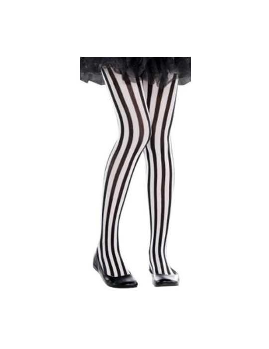 Rajstopy Paski biało-czarne 84658955 128 pionowe Halloween Pierrot Klaun