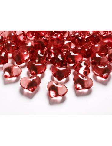 Kryształowe serca, czerwony, 21mm, 1op.