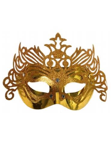 Maska Party z ornamentem, złoty, 1szt.