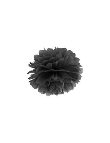 Pompon bibułowy, czarny, 25cm, 1szt.