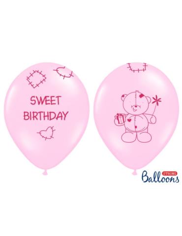 Balony 30cm, Sweet Birthday, Pastel Pink , 6szt.