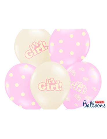 Balony 30cm, It's a Girl, Pastel Mix, 6s zt.