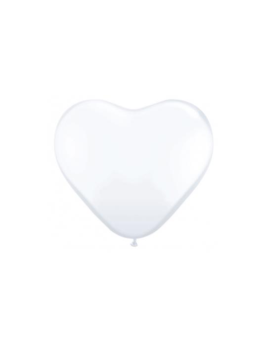 Balony 10"" Serca, Pastel biały, 6szt.