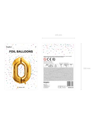 Balon foliowy Cyfra ""0"", 86cm, złoty
