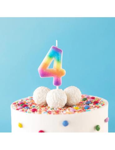1Świeczka cyfra 4 tęczowa 420301 Urodziny Rocznice cyferka