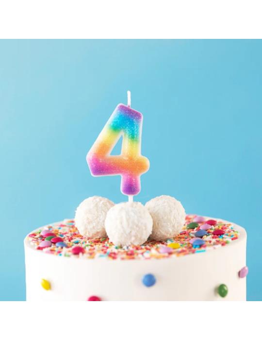 1Świeczka cyfra 4 tęczowa 420301 Urodziny Rocznice cyferka
