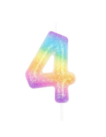1Świeczka cyfra 4 tęczowa 420301 Urodziny Rocznice cyferka